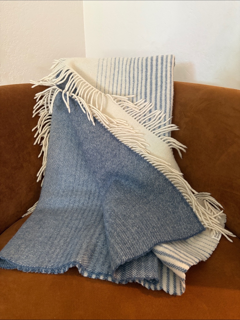 Scandi Living Pure Wool Striped Throw Blanket